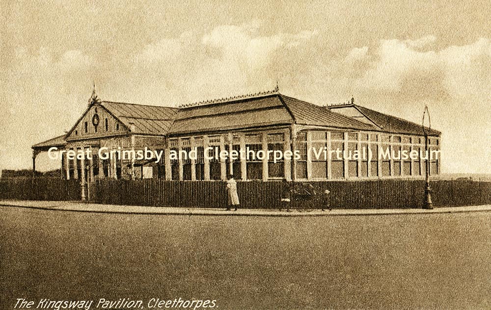 The Kingsway Pavilion, Cleethorpes c1925. A small, printed postcard by an unknown publisher. It was posted from Cleethorpes to Mademoiselle Christiane Payet in Fontainebleau, France in October 1925.