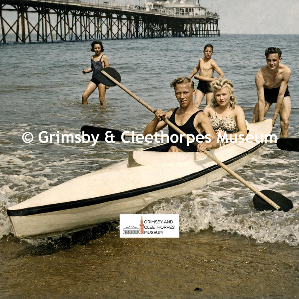 Canoeing at Cleethorpes c1930s – colourised.